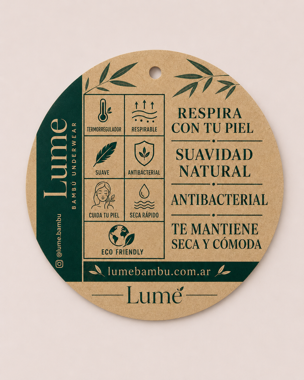 Etiqueta beneficios LUME bambú
