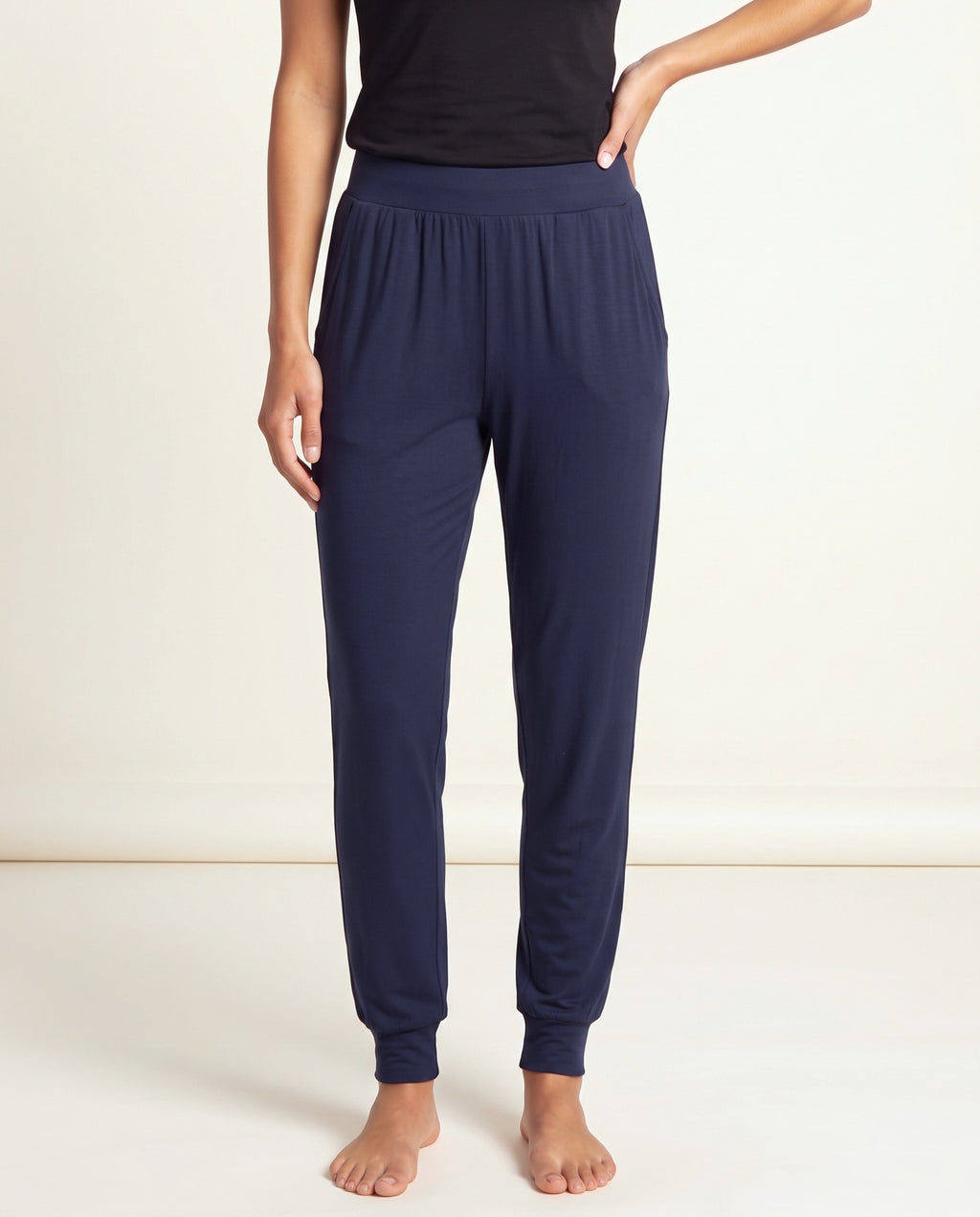 Pantalón Homewear Bambú azul noche, frente, detalle