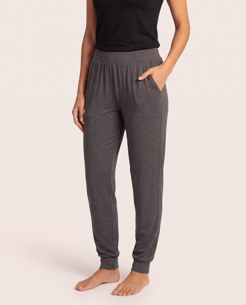 Pantalón Homewear Bambú gris, frente, detalle